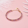 Round Natural Amethyst Beaded Bracelet BJEW-TA00038-02-3