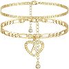 2Pcs Heart 201 Stainless Steel with Rhinestone Anklets FS-WG32213-01-1
