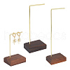  3 Sets 3 Styles Walnut Wood Dangle Earring Hanging Holder EDIS-NB0001-09-1