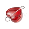 Heart Gradient Color Baking Paint Transparent Glass Connector Charms PALLOY-JF03276-02-5