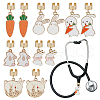 12Pcs 6 Styles Rabbit Alloy Enamel Stethoscope Pendant Decorations HJEW-OC00053-1