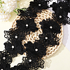 Double Layer Polyester 3D Flower Lace Trim Ribbon with Rhinestone OCOR-WH0097-73C-5