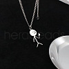 Funny Middle Finger Stickman Stainless Steel Pendant Necklaces FS-WGF11D3-01-1