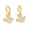 Brass Micro Pave Cubic Zirconia European Dangle Charms KK-D325-10G-1
