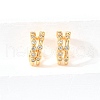 Brass Micro Pave Clear Cubic Zirconia Cuff Earrings EJEW-F370-27G-4