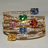 Oval Alloy Micro Pave Colorful Cubic Zirconia Finger Rings FS-WG843A4-03-3