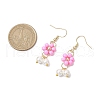 Shell Pearl Beads & Glass Seed Dangle Earrings EJEW-MZ00310-06-3