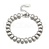 304 Stainless Steel Rectangle Link Chain Braceletes for Women BJEW-R022-01P-4