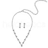 Flat Round Alloy Crystal Rhinestone Pendant Necklaces & Stud Dangle Earrings Sets FS-WG0CCC2-01-3