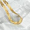 304 Stainless Steel Interlocking Triple Herringbone Chain Necklace for Men Women NJEW-H167-01G-4