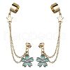 Light Gold 304 Stainless Steel Cuff Earring Chains with Rhinestone EJEW-JE05684-04-1