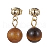 Natural & Synthetic Mixed Gemstone Round Ball Dangle Stud Earrings EJEW-JE05537-2