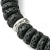 Natural Dyed Lava Rock Flat Round Beaded Stretch Bracelets for Men BJEW-JB09714-02-3