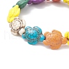 Dyed Synthetic Turquoise Sea Turtle Beaded Stretch Bracelet for Women BJEW-JB09396-2