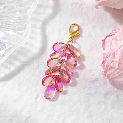 Teardrop Glass Pendant Decorations HJEW-JM03256-02-1