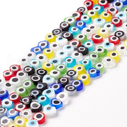 Handmade Evil Eye Lampwork Beads Strands LAMP-F023-A07-1