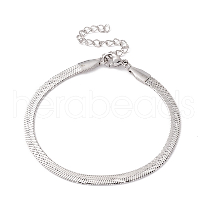 Non-Tarnish 304 Stainless Steel Herringbone Chains Bracelet for Men Women BJEW-D450-01P-02-1