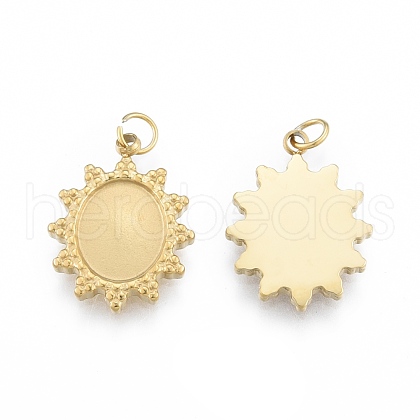 Ion Plating(IP) 304 Stainless Steel Pendant Cabochon Settings STAS-N097-259-1