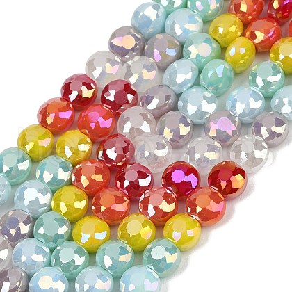 Electroplate Opaque Glass Beads Strands EGLA-G039-02A-01-1