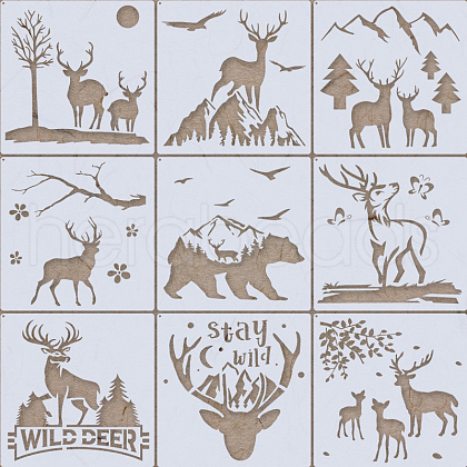 Dear PET Plastic Hollow Out Drawing Painting Stencils Templates BEAR-PW0001-78-1