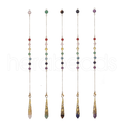 Mixed Gemstone Pointed Dowsing Pendulums PALLOY-JF02047-1