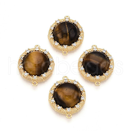 Natural Tiger Eye Connector Charms KK-N258-12G-1