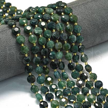 Natural Moss Agate Beads Strands G-C116-A15-02-1