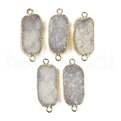 Electroplate Natural Druzy Quartz Crystal Links connectors G-K189-02G-1