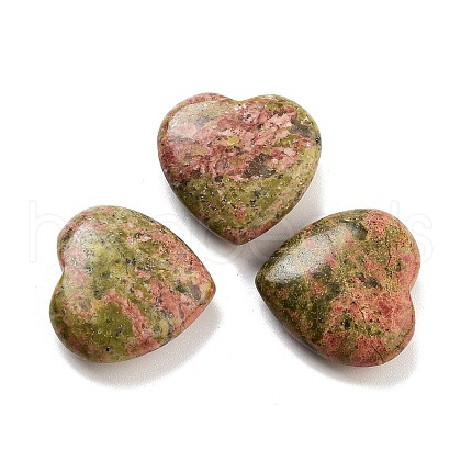 Mother's Day Gifts Heart Natural Unakite Palm Stones G-C134-06A-12-1