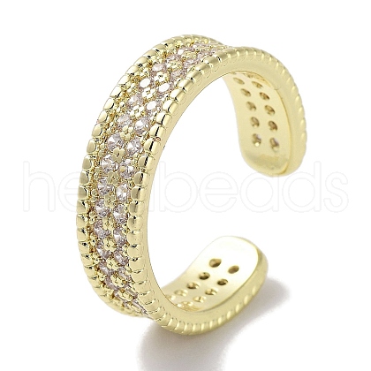 Brass Micro Pave Cubic Zirconia Cuff Rings RJEW-G310-13G-1