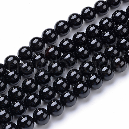 Natural Black Onyx Round Bead Strands X-G-T055-8mm-10-1