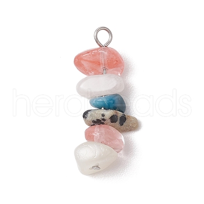 Natural White Moonstone & Dalmatian Jasper & Apatite PALLOY-JF02884-02-1