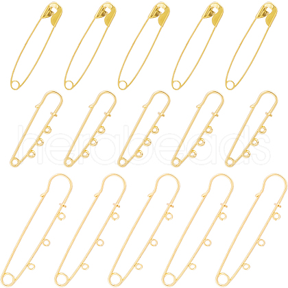 SUNNYCLUE 24Pcs 3 Style Iron Safety Pin Brooch Findings IFIN-SC0001-46-1
