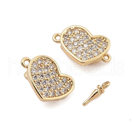 Brass Micro Pave Clear Cubic Zirconia Box Clasps KK-C075-14G-1