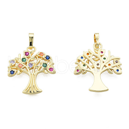 Brass Micro Pave Colorful Cubic Zirconia Pendants ZIRC-N039-245-1