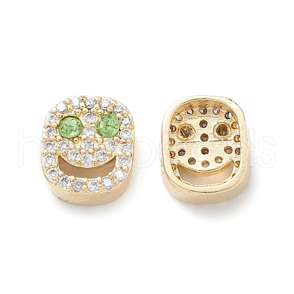 Brass Micro Pave Cubic Zirconia Beads KK-M241-01J-1
