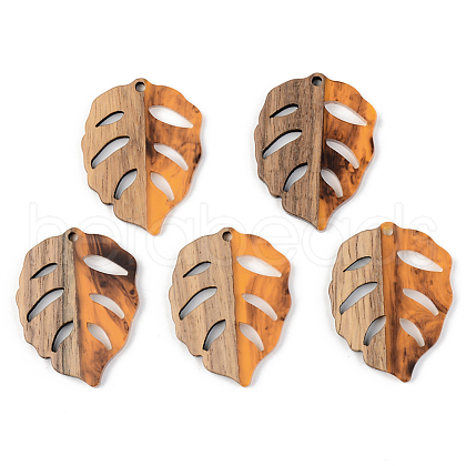 Autumn Theme Resin & Walnut Wood Pendants X-RESI-S389-003A-A01-1