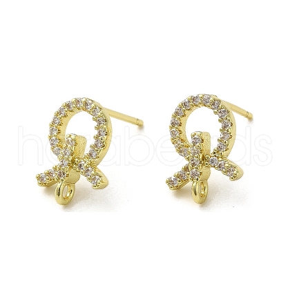 Rack Plating Brass & Cubic Zirconia Stud Earring Findings KK-G487-10G-1
