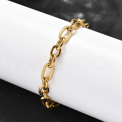 304 Stainless Steel Figaro Chains Bracelets for Men Women BJEW-R021-07G-1