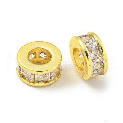 Brass Cubic Zirconia Spacer Beads KKB-L215-020G-1