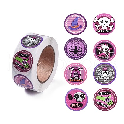 8 Patterns Round Dot Self Adhesive Paper Stickers Roll DIY-A042-02-1