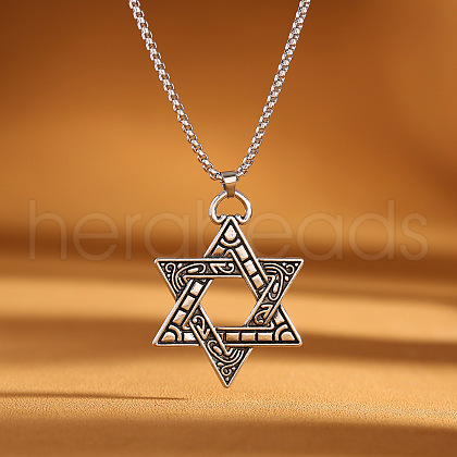 Star of David Alloy Pendant Long Necklaces for Women FS-WG6712B-08-1