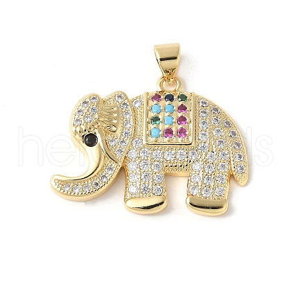 Brass Micro Pave Colorful Cubic Zirconia Pendants ZIRC-I071-01G-02-1