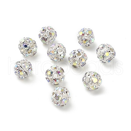 6mm Brass Crystal AB Rhinestone Beads KK-S519-01A-01S-1