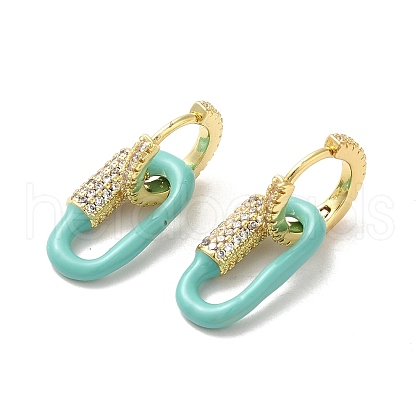 Oval Real 18K Gold Plated Brass Dangle Hoop Earrings EJEW-L268-039G-03-1