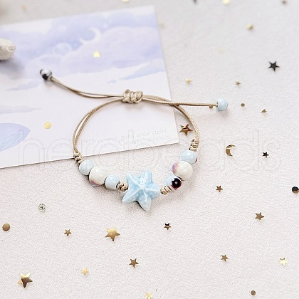 Starfish Ceramic Beads Braided Bead Bracelets FS-WG4C919-07-1