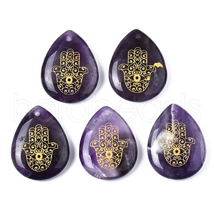 Natural Amethyst Pendants G-T122-73E-1