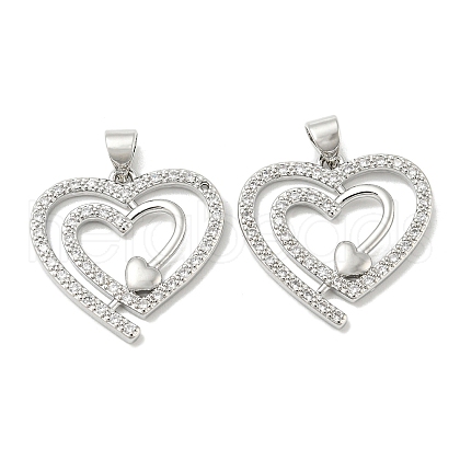 Rack Plating Brass Micro Pave Cubic Zirconia Pendants KK-F869-05P-1