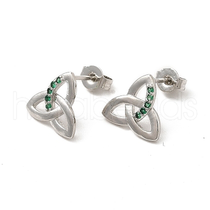 Rack Plating Brass Micro Pave Cubic Zirconia Stud Earrings EJEW-P221-06P-1