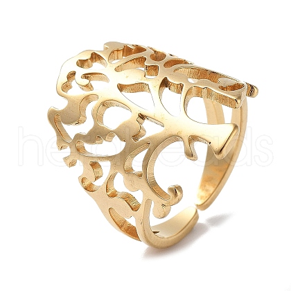 201 Stainless Steel Open Cuff Rings for Women RJEW-M020-08G-1-1